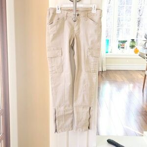 WORN Jeans brand  light tan cargo pants skinny ankle zip size 8